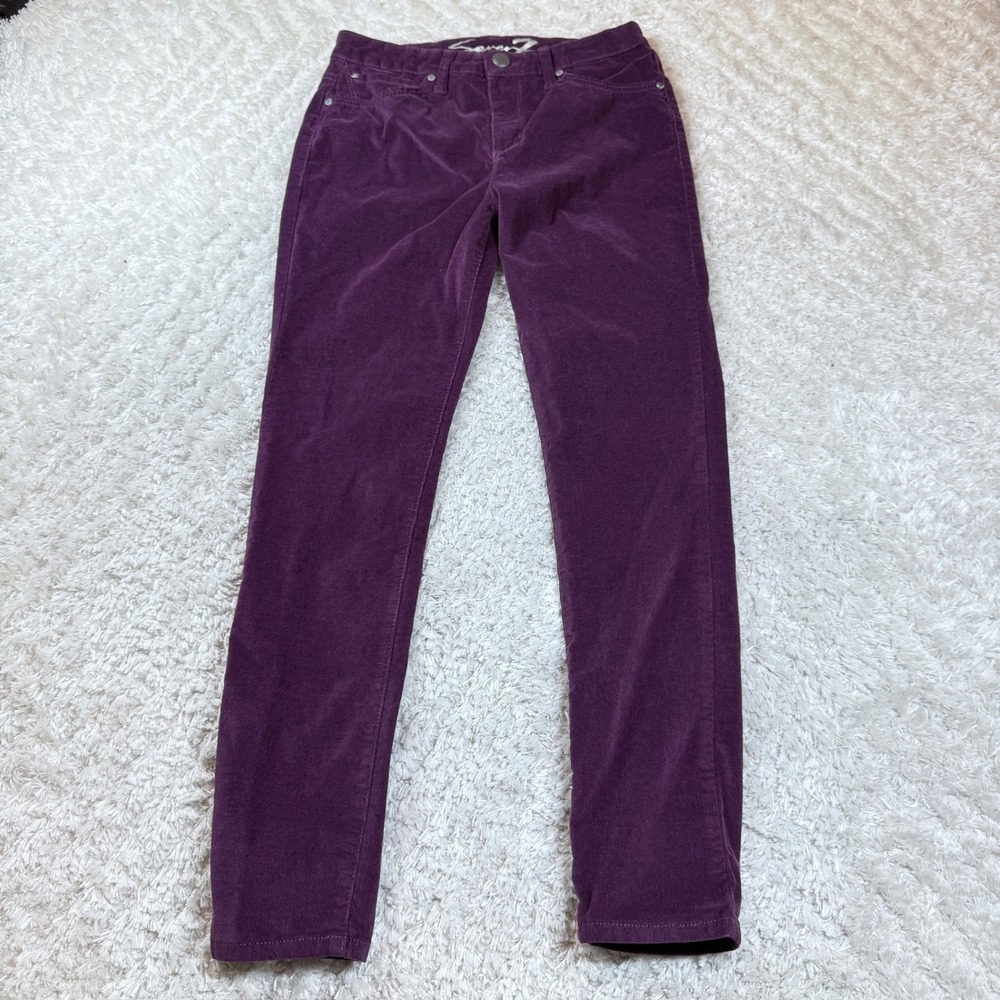Seven7 Pants Women's 6 Italian Plum Corduroy Ultra High Rise Skinny Preppy Boho